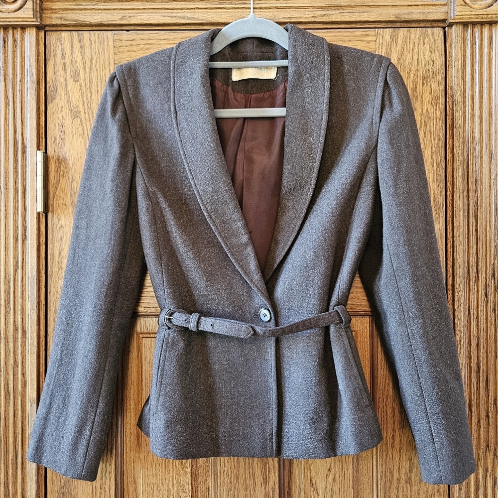 Pendelton Vintage 1970s 100% Virgin Wool Brown Belted Blazer - Size 8
